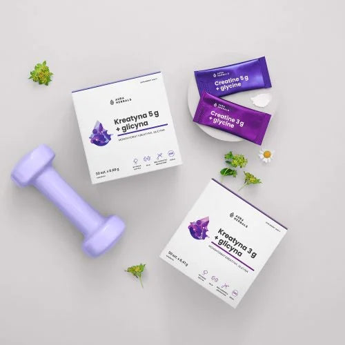 AURA HERBALS Creatine Monohydrate 5 g + Glycine – 30 pakelių