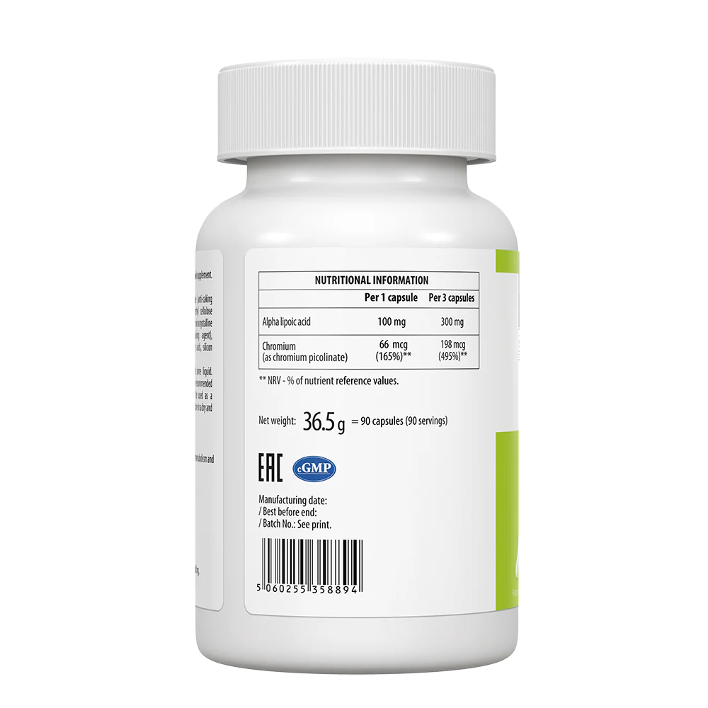 UltraVit Alpha Lipoic Acid 90 caps nutrition table