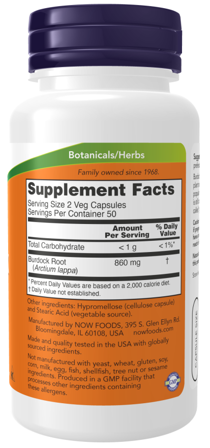 Burdock Root 430 mg 100 Veg Capsules sudetis