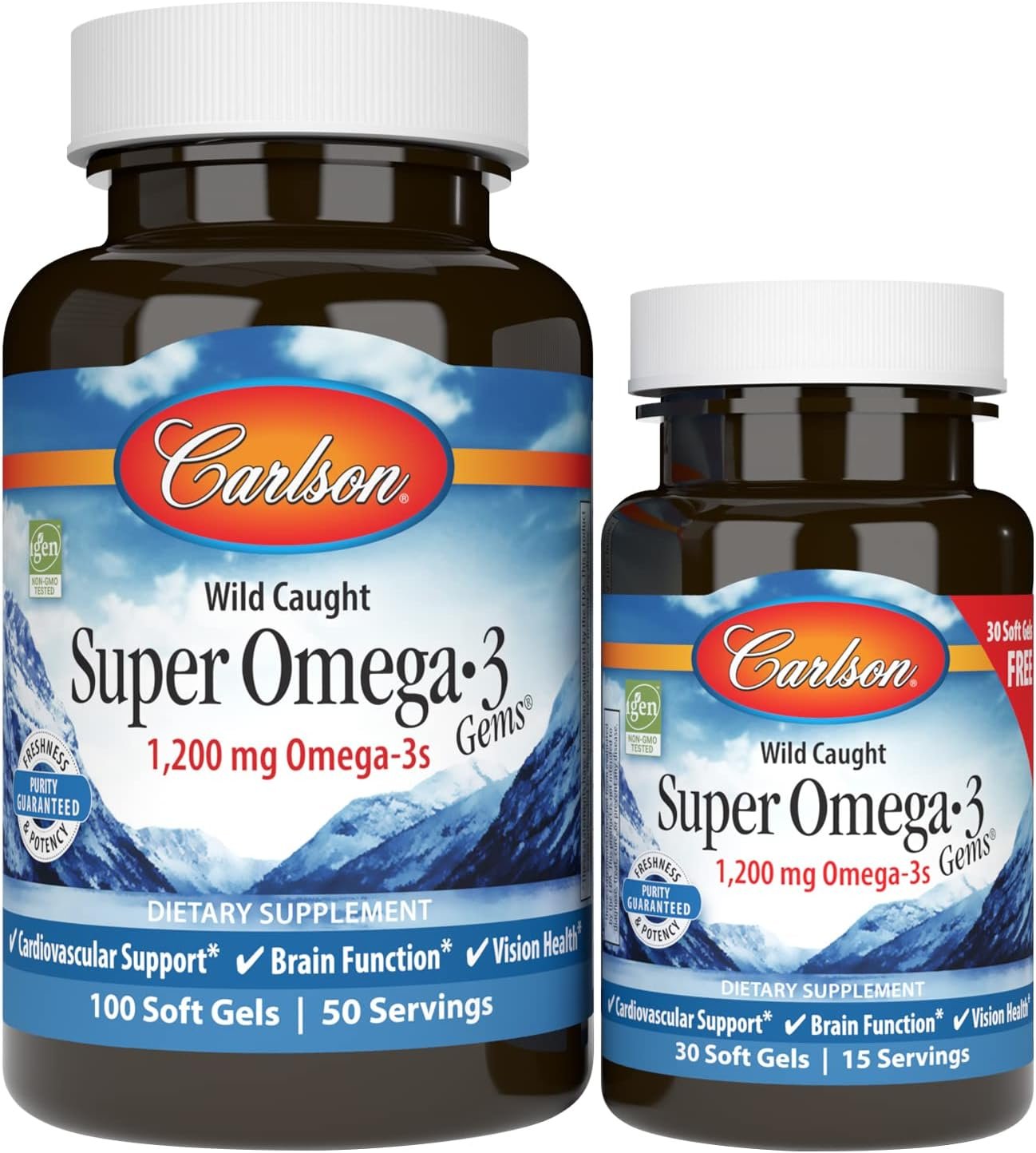 Carlson Labs Norwegian Super Omega-3 Gems, 1200mg - 100 + 30 softgels