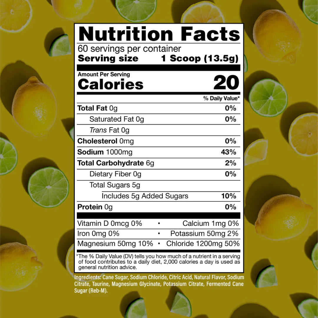 Raw Nutrition Replenish Tub, Lemon Lime - 810 grammi koostis