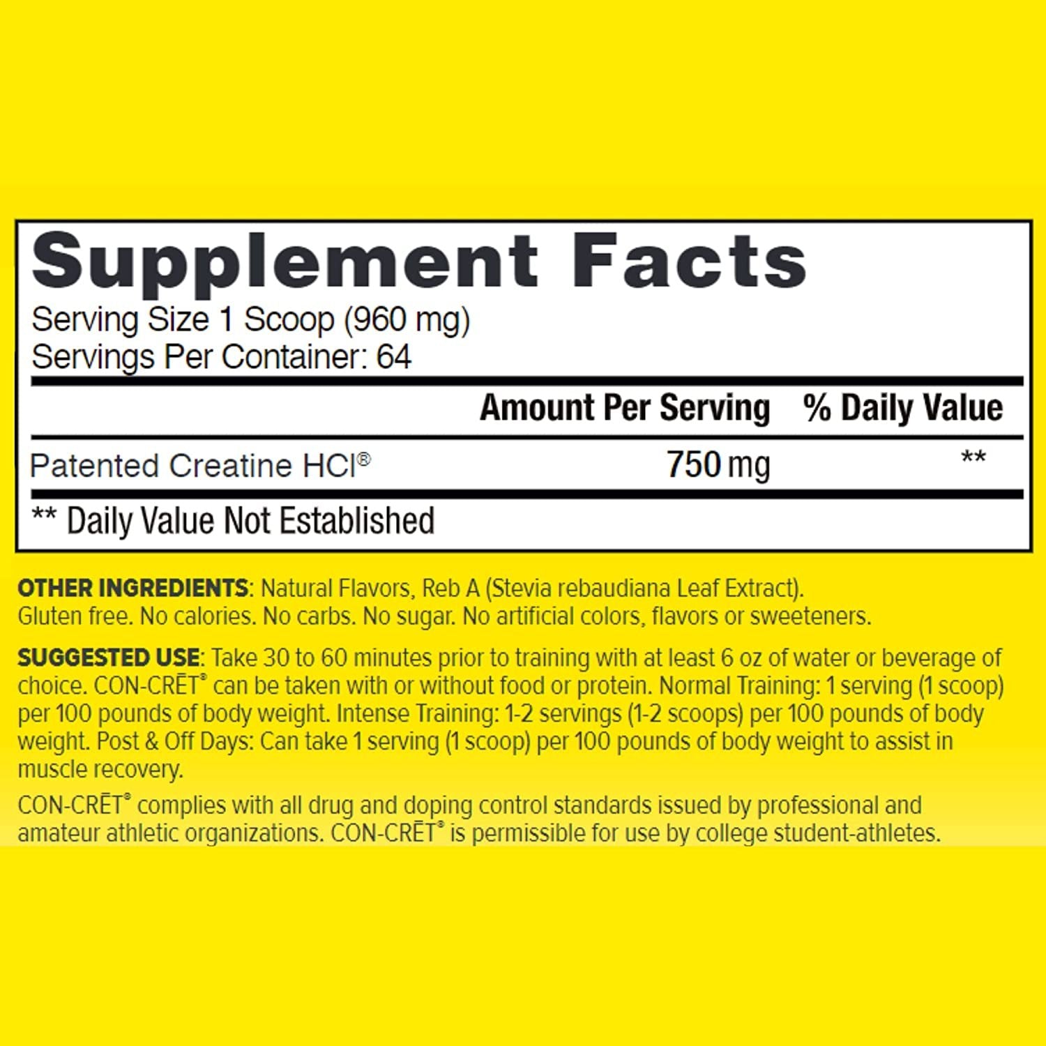 CON-CRĒT® PATENTED CREATINE HCl® 64serv. sudetis