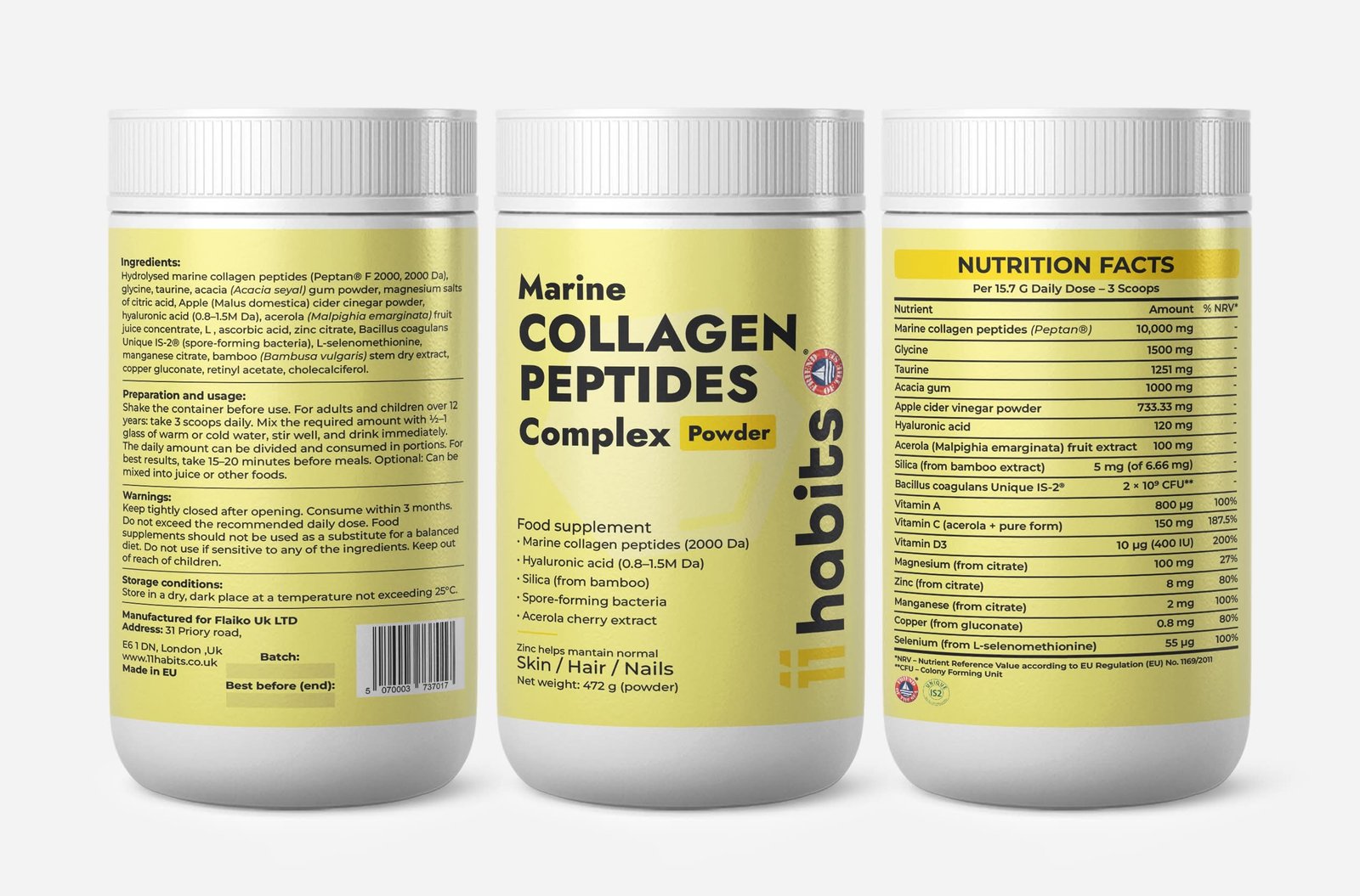 11Habits Marine Collagen Peptides Complex 472g akcija