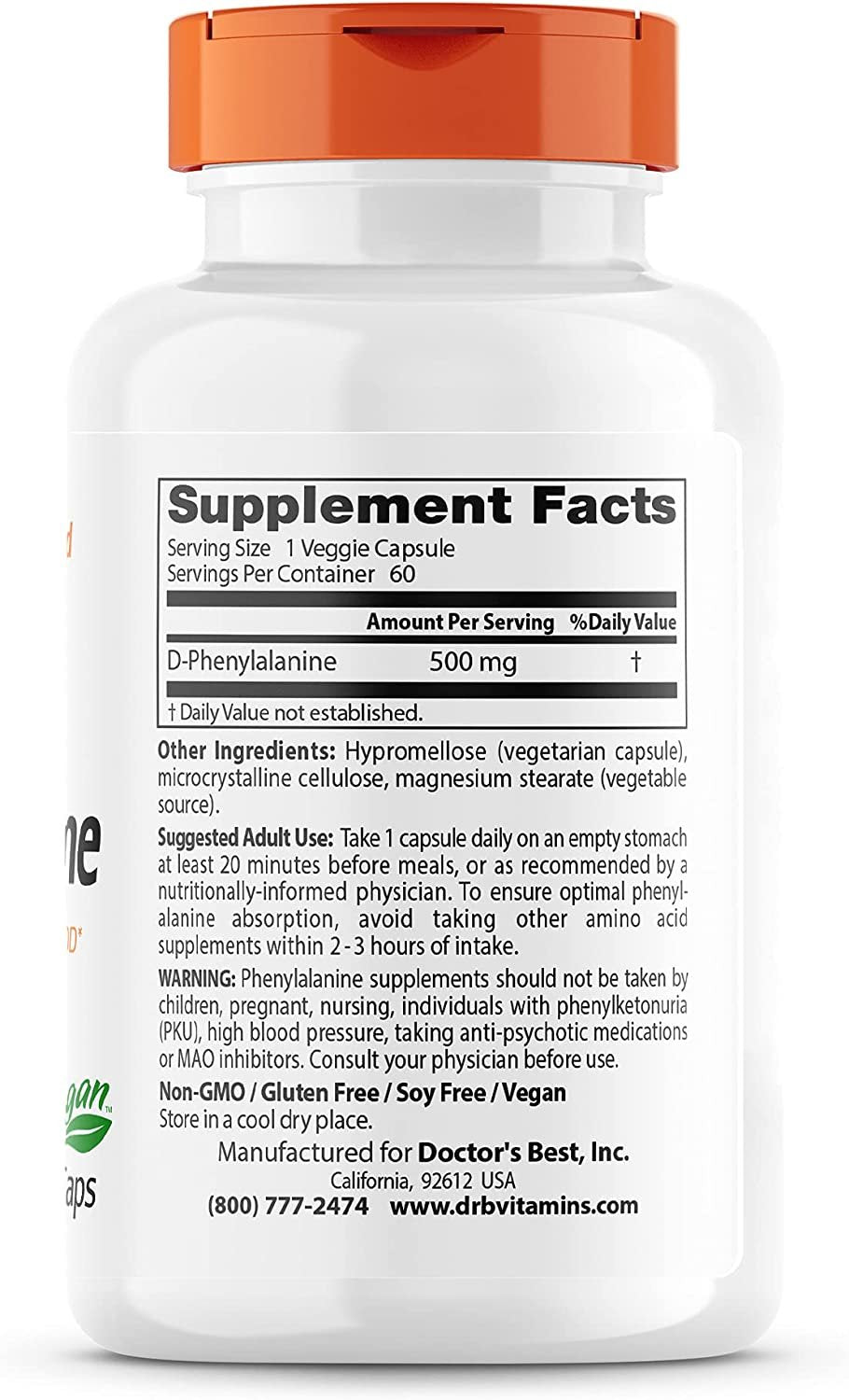 Doctor’s Best D-Phenylalanine – 60 vcaps sudetis