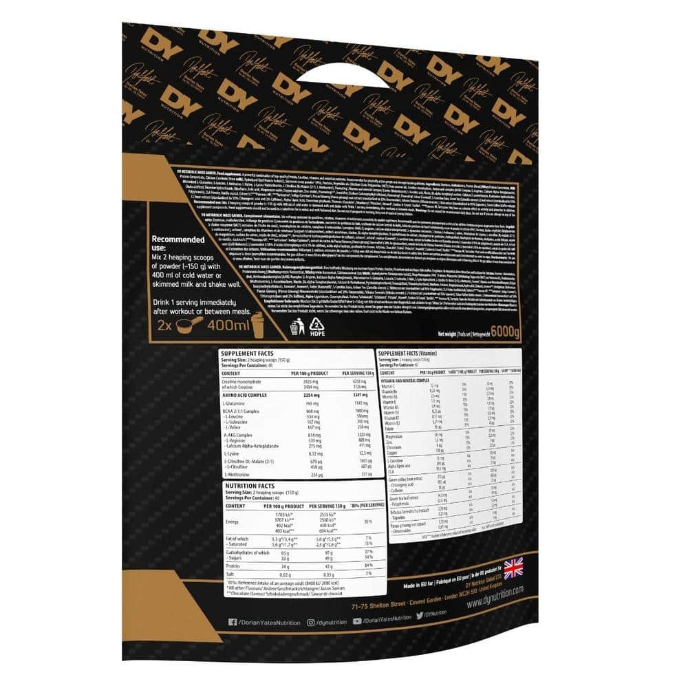 DY Nutrition Metabolic Mass Gainer 6kg, Bag sudetis