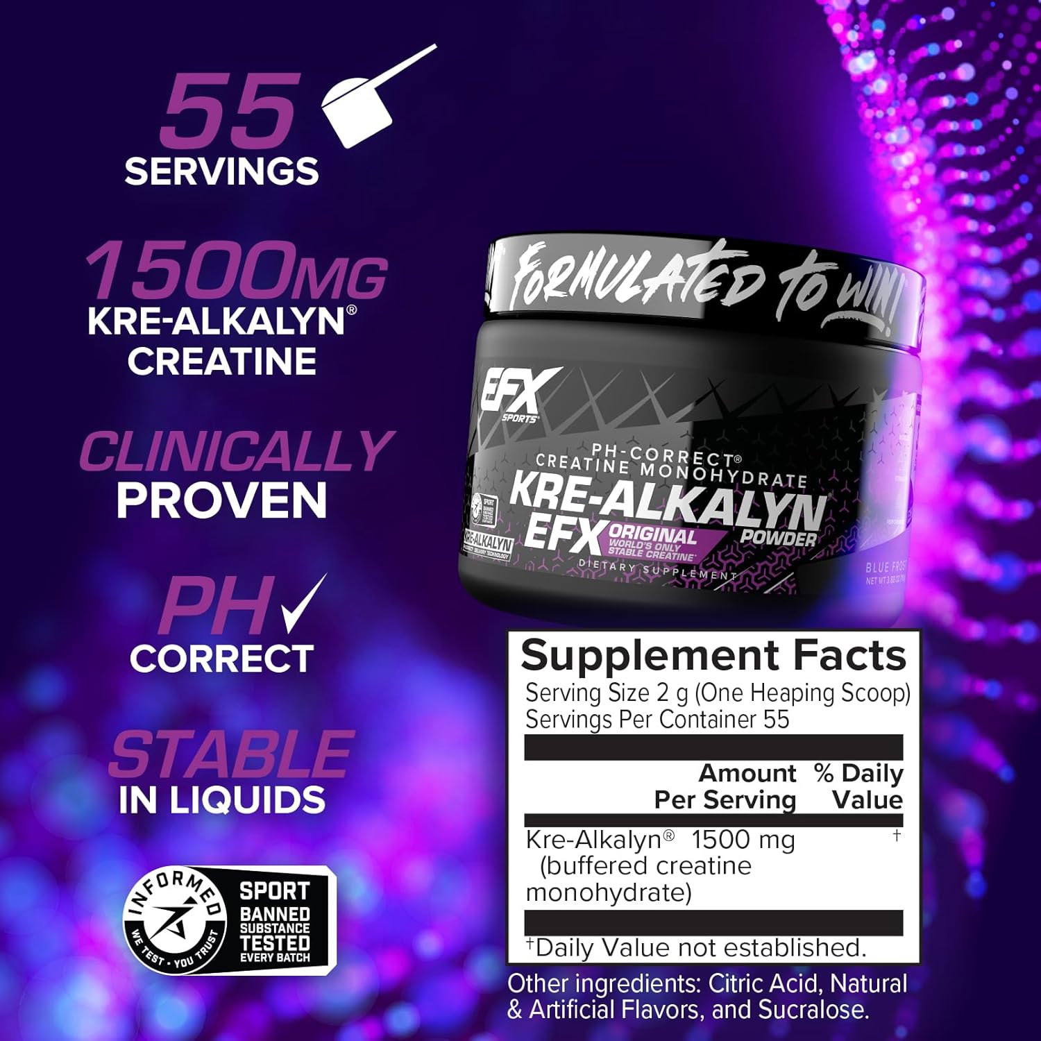 EFX Sports Kre-Alkalyn Powder, Flavoured - 110 grams facts
