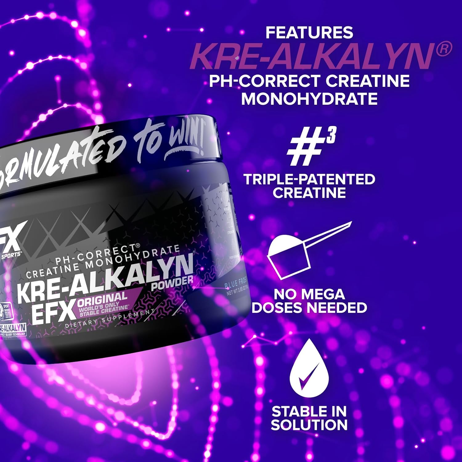 EFX Sports Kre-Alkalyn Powder, Flavoured - 110 grams patented