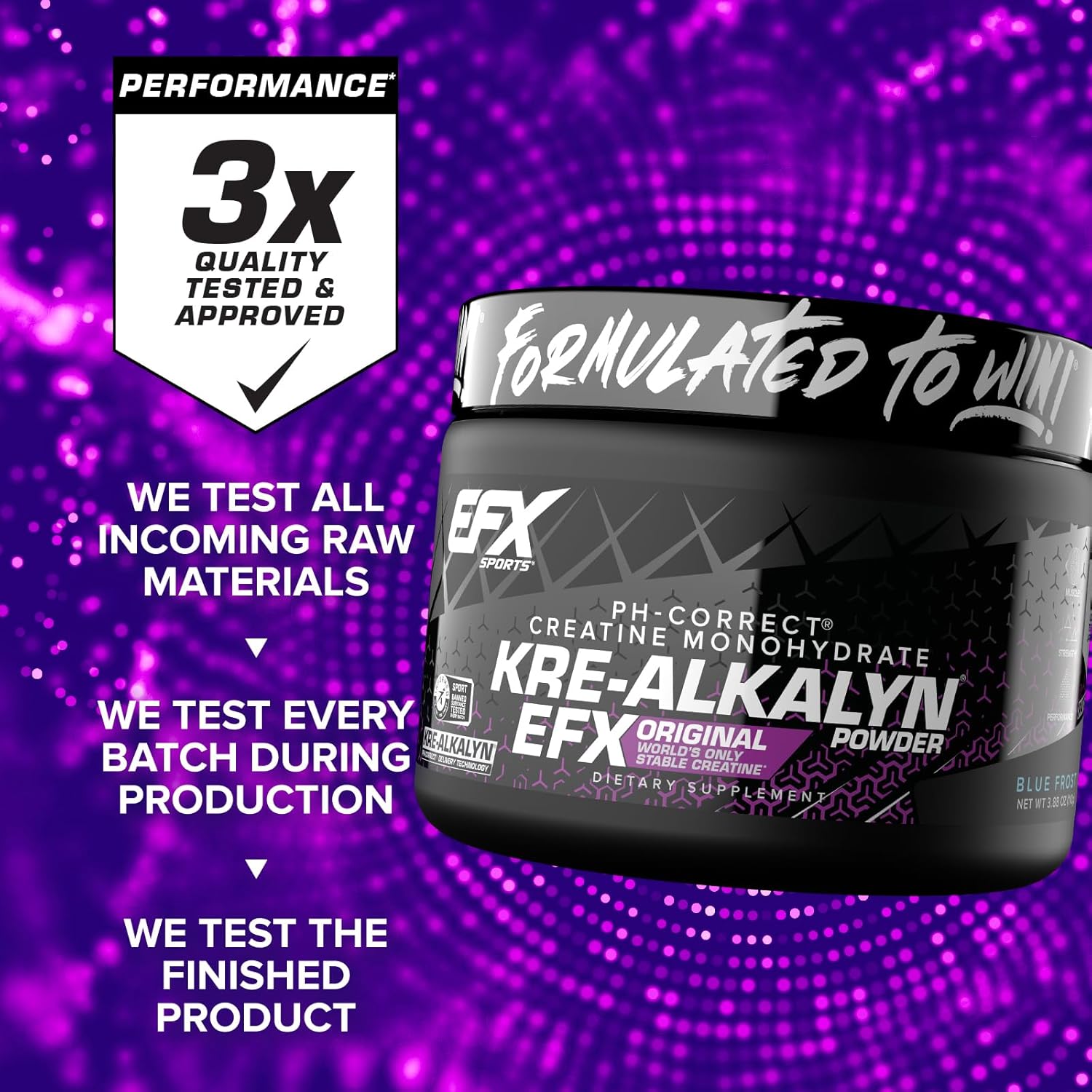 EFX Sports Kre-Alkalyn Powder, Flavoured - 110 grams tested