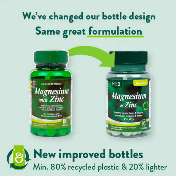 Holland & Barrett Magnesium with Zinc 100 tablets nauja pakuote