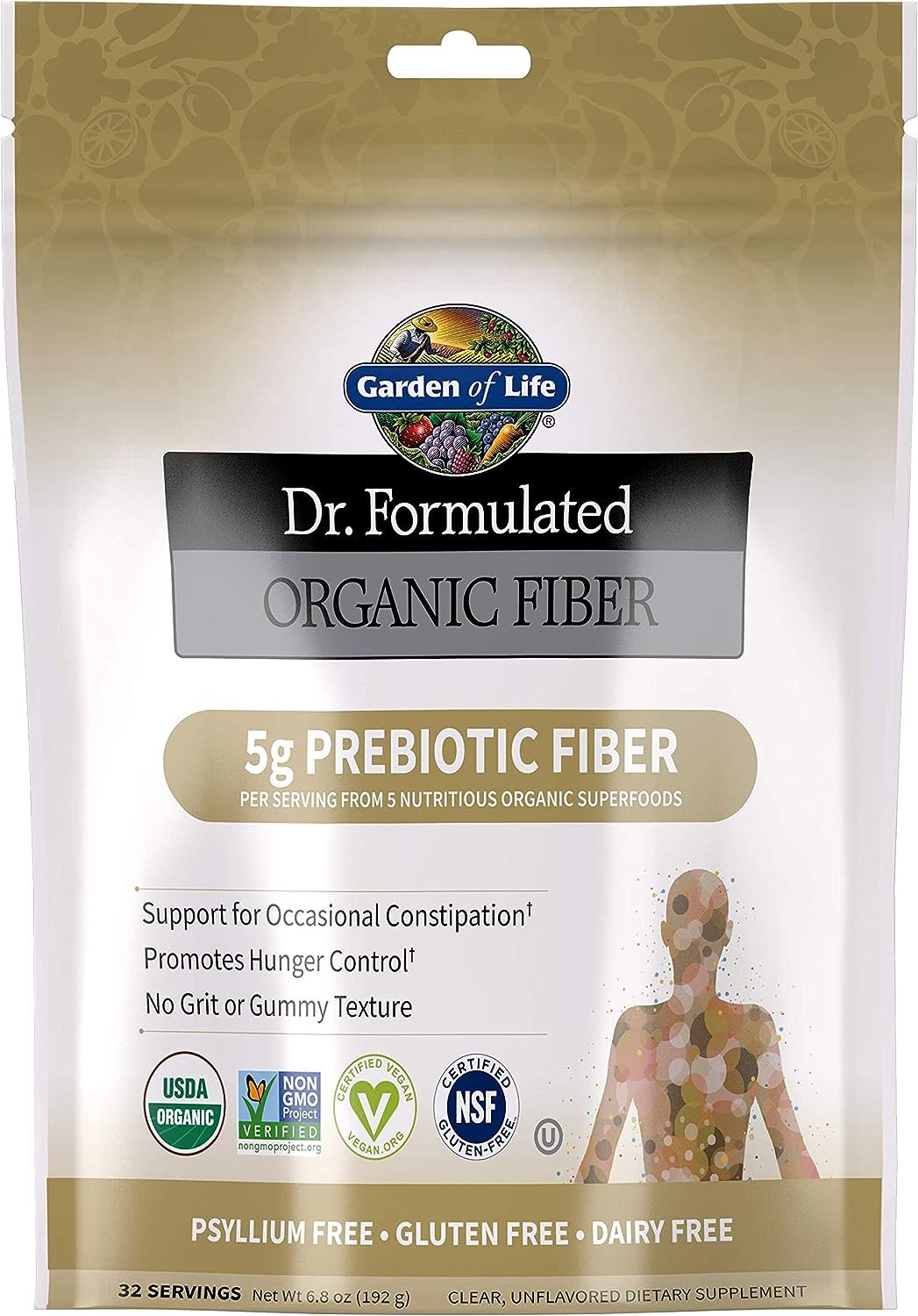 Garden of Life Dr. Formulated Organic Fiber 192g kaina akcija