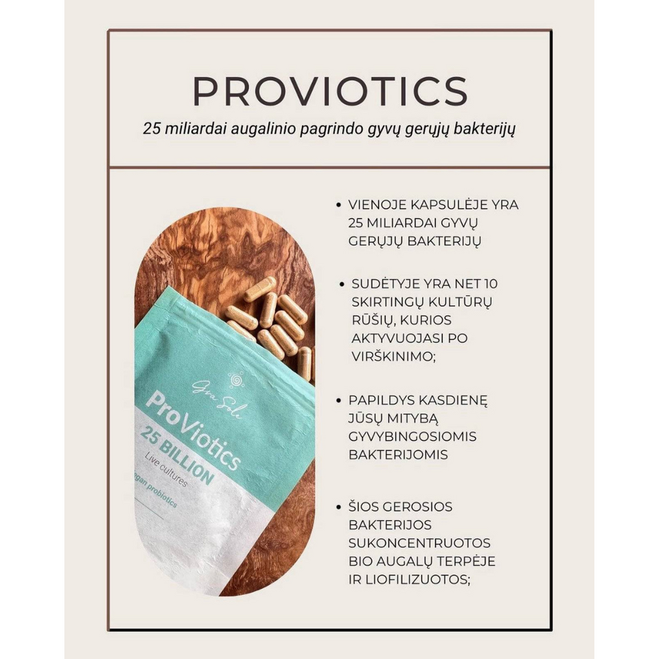 GraSole ProViotics - 25 billion PLANT-BASED LIVING BACTERIA 20 caps nauda