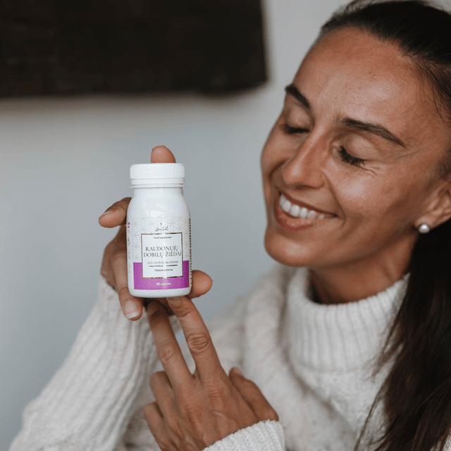 GraSole RAUDONŲJŲ DOBILŲ ŽIEDAI 90 kaps kaina akcija moteris