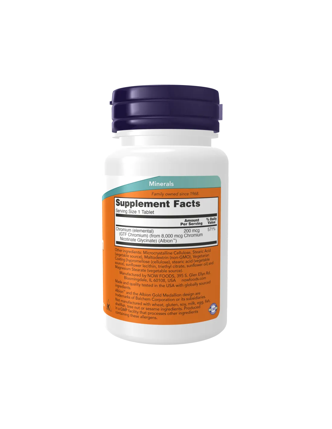 NOW Foods GTF Chromas, 200 mcg, 100 tablečių