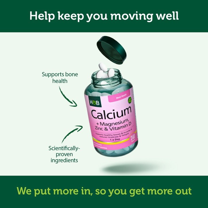 Holland & Barrett Calcium + Magnesium, Zinc & Vitamin D – 120 tablets. baner