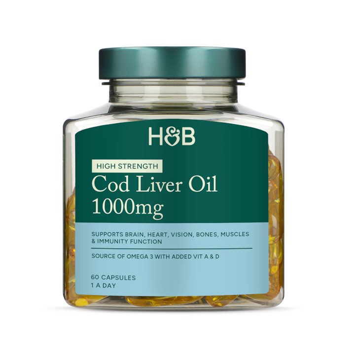 Holland & Barrett High Strength Cod Liver Oil, 1000mg – 60 caps kaina