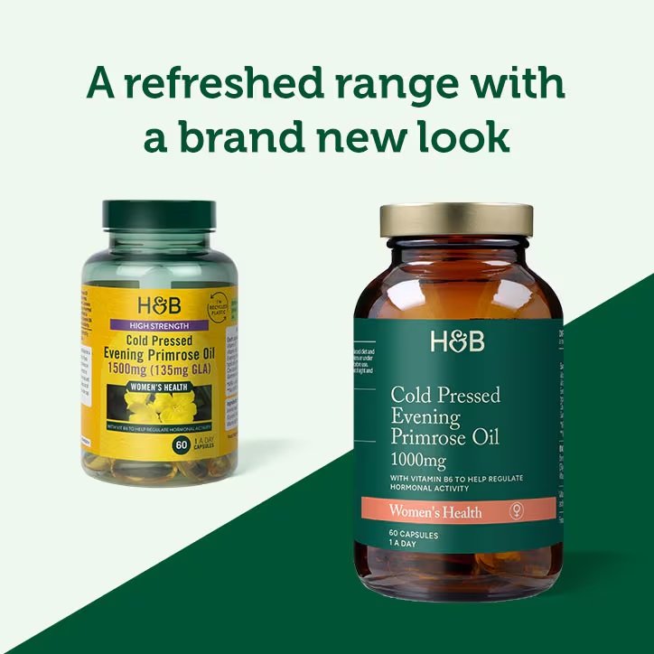 Holland & Barrett High Strength Cold Pressed Evening Primrose oil 1500 mg 60 capules kaina new