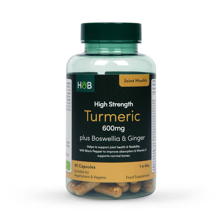 Holland & Barrett High Strength Turmeric plus Boswellia & Ginger, 600mg - 90 vcaps kaina