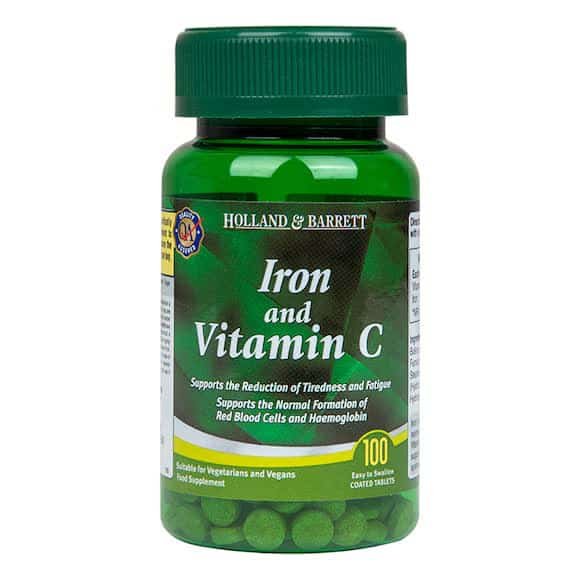 Holland & Barrett Iron & Vitamin C 14mg 100 Tablets kaina