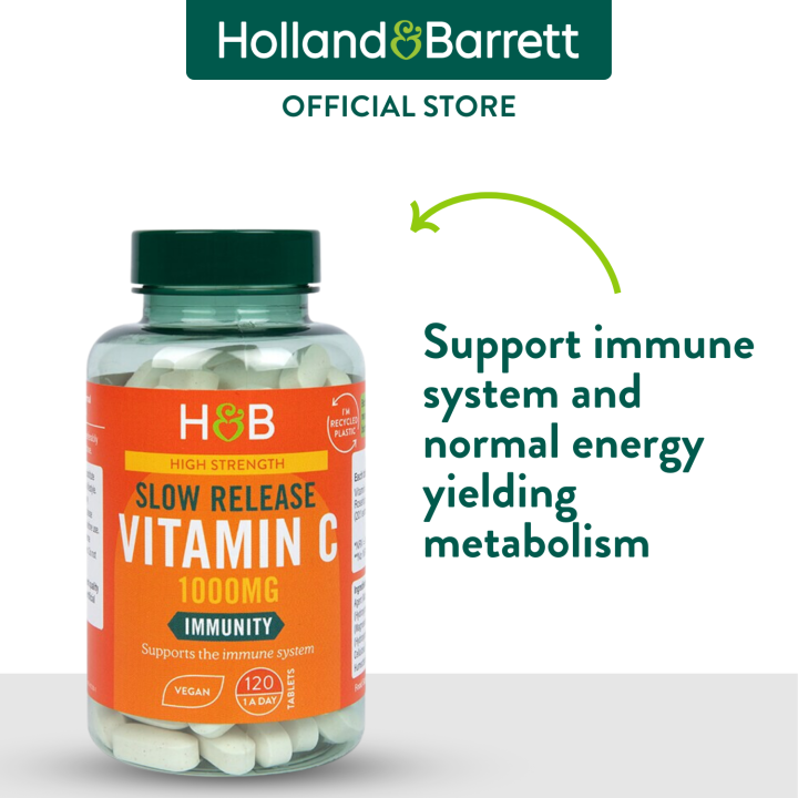 Holland & Barrett Slow Release Vitamin C, 1000mg - 120 vegan tabs baneris