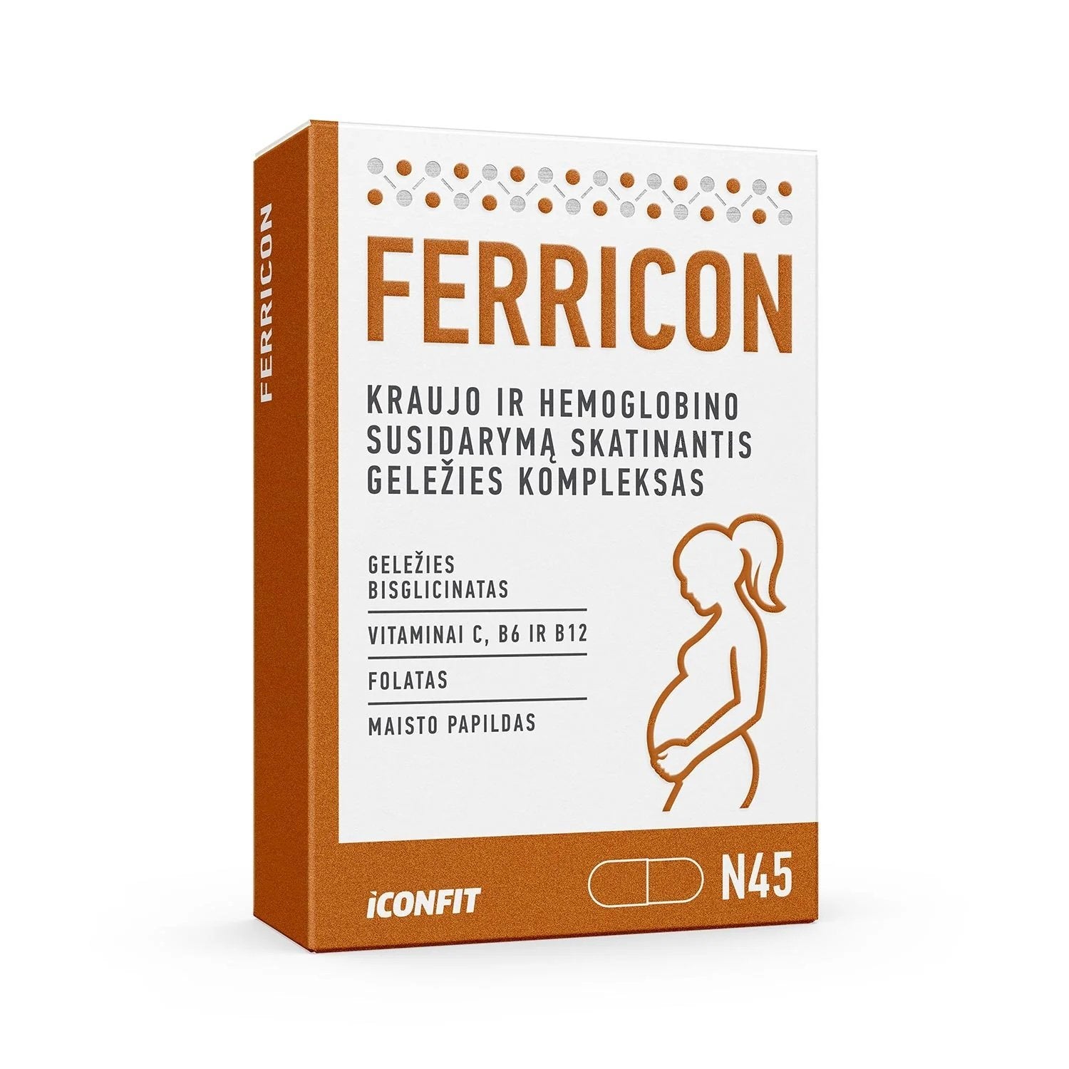 Iconfit Ferricon, 45 kapsulės kaina akcija pigu