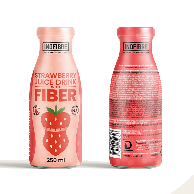 Inofibre Skaidulų gėrimas – braškių skonio (250 ml)