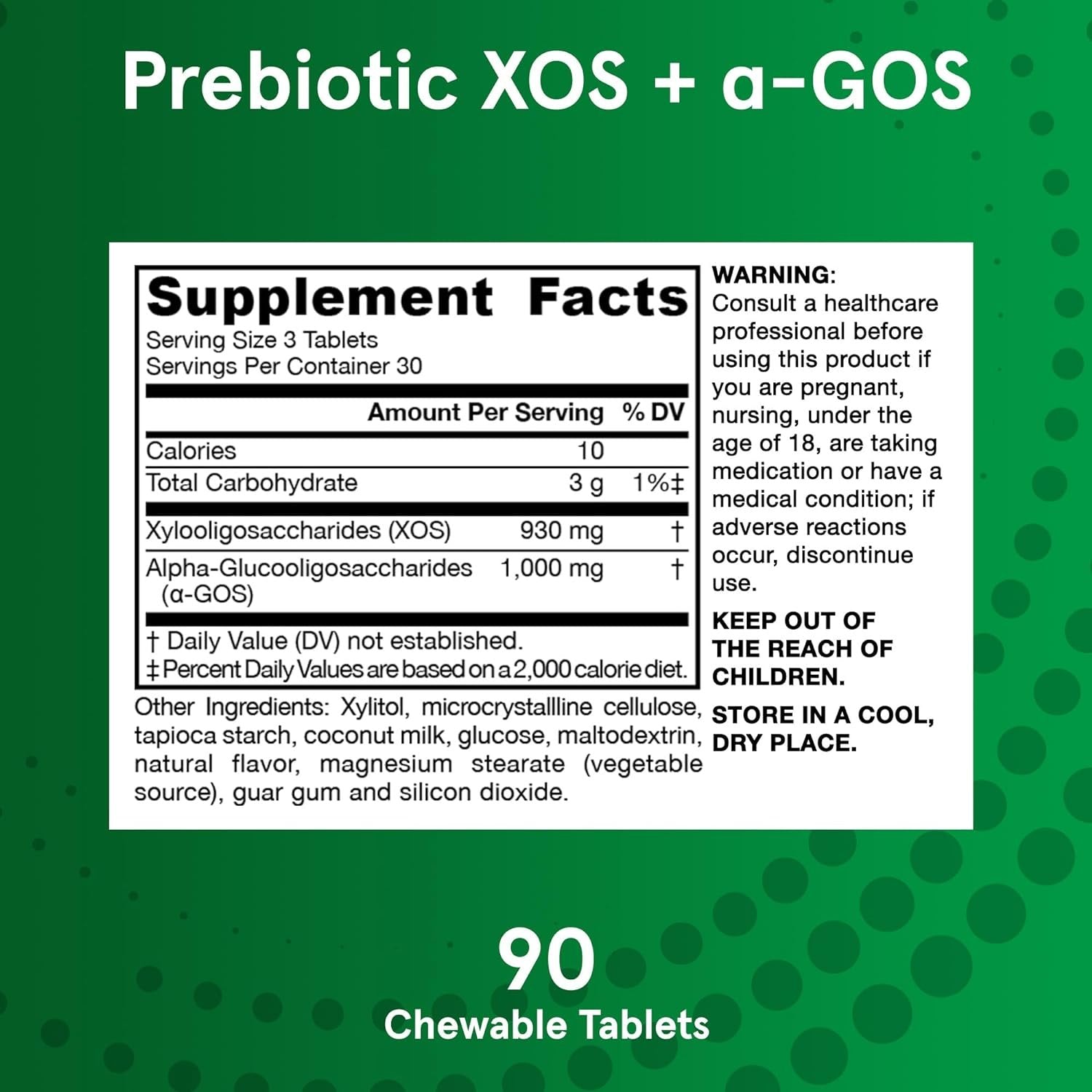 Jarrow Formulas® Prebiotic XOS + α-GOS 90 Chewable Tablets sudeties lentele