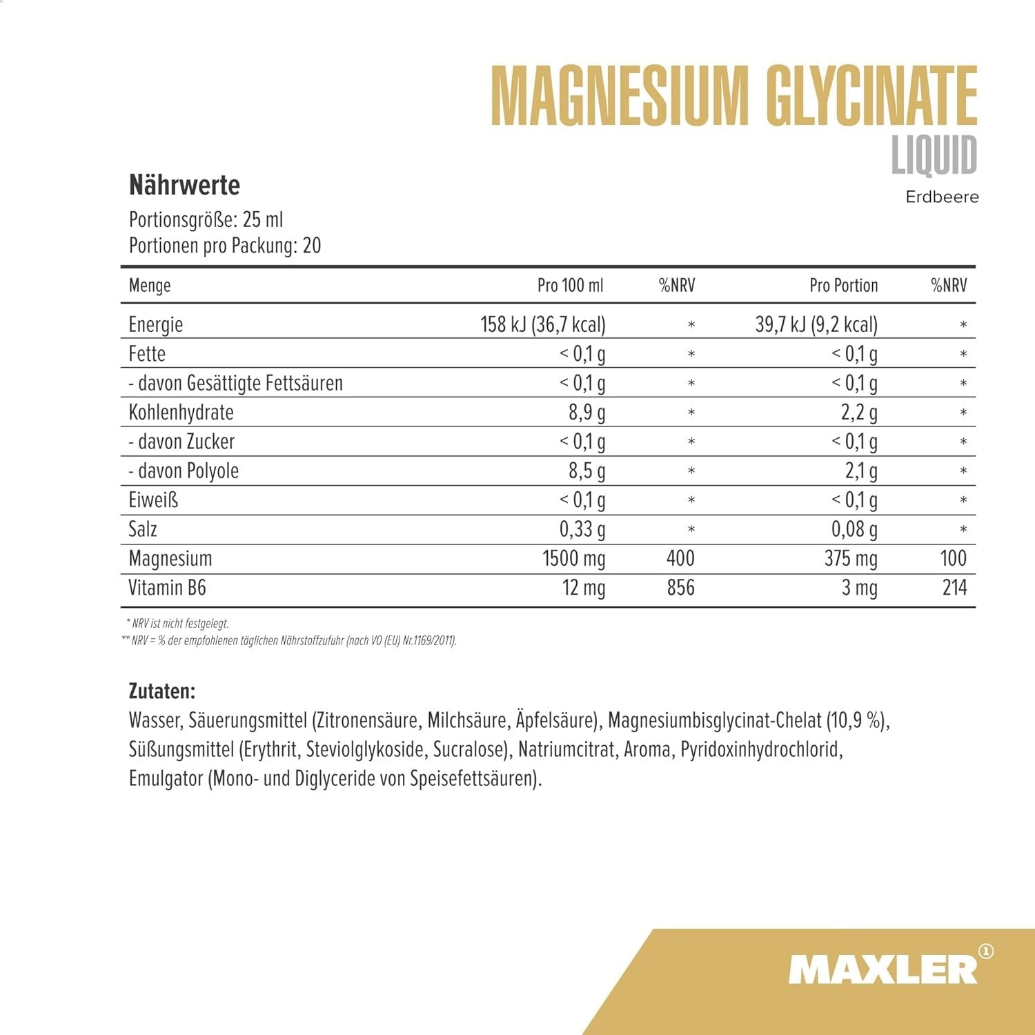 Maxler Magnesium Glycinate Liquid - 500 ml. sudetis