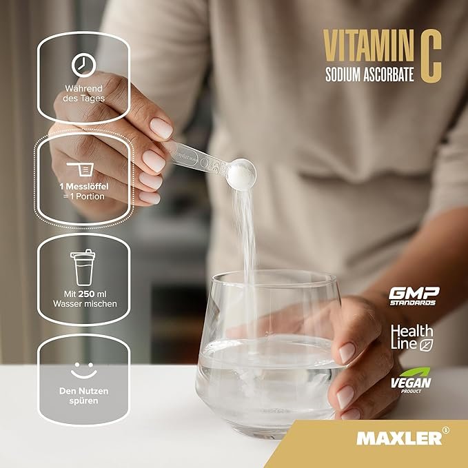 Maxler Vitamin C Sodium Ascorbate 200 g vartojimas
