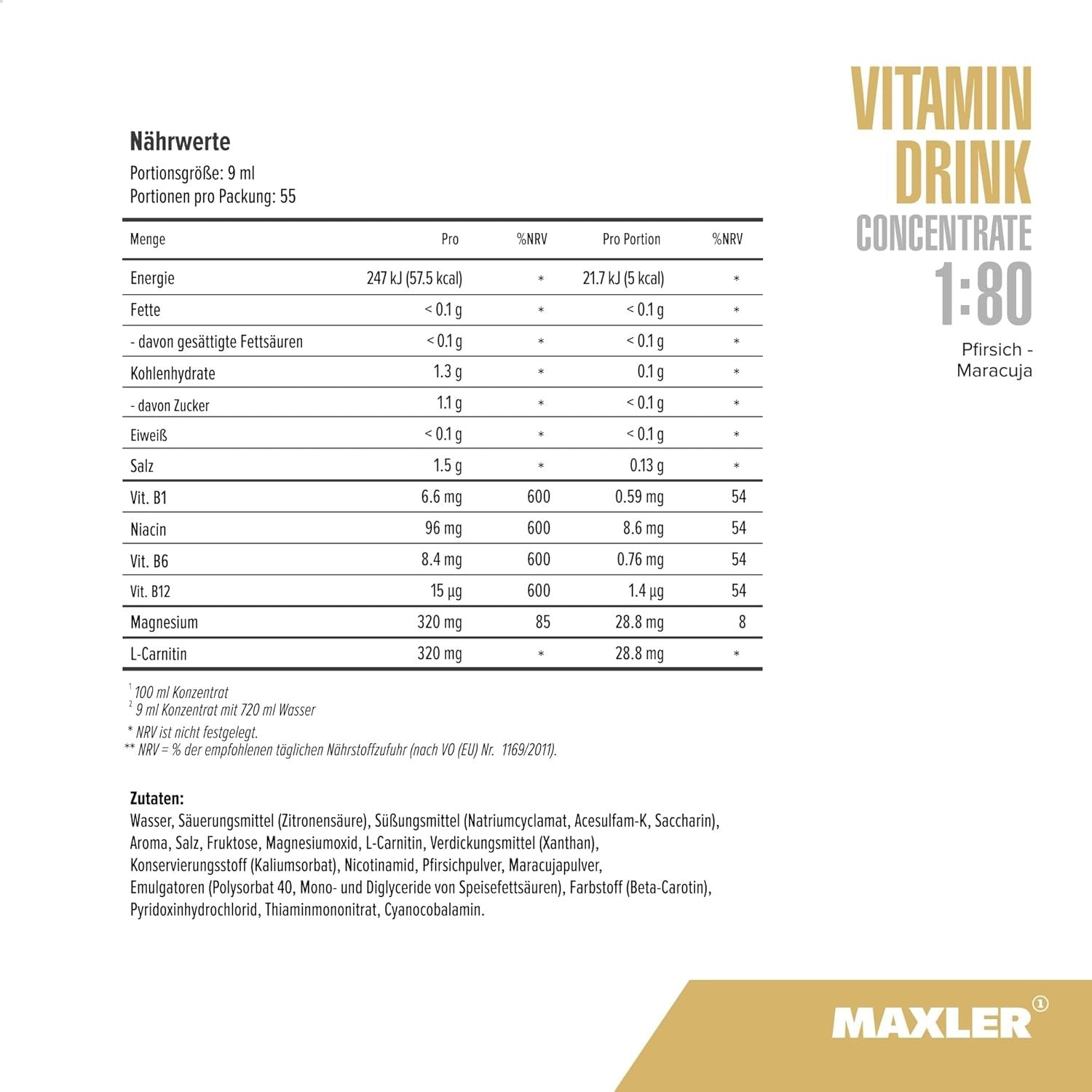Maxler Vitamin Drink Concentrate 500ml sudetis
