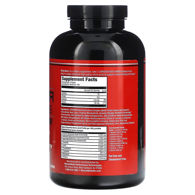MUSCLEMEDS CARNIVOR BEEF AMINOS 300 tablets kaina