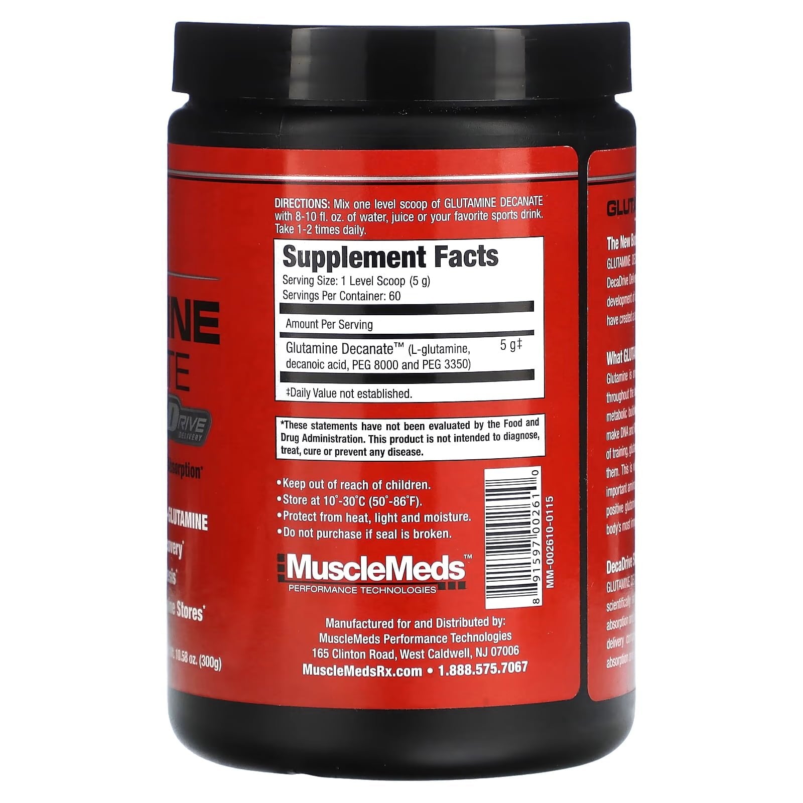 MuscleMeds Glutamine Decanate Unflavored 300 g pigu
