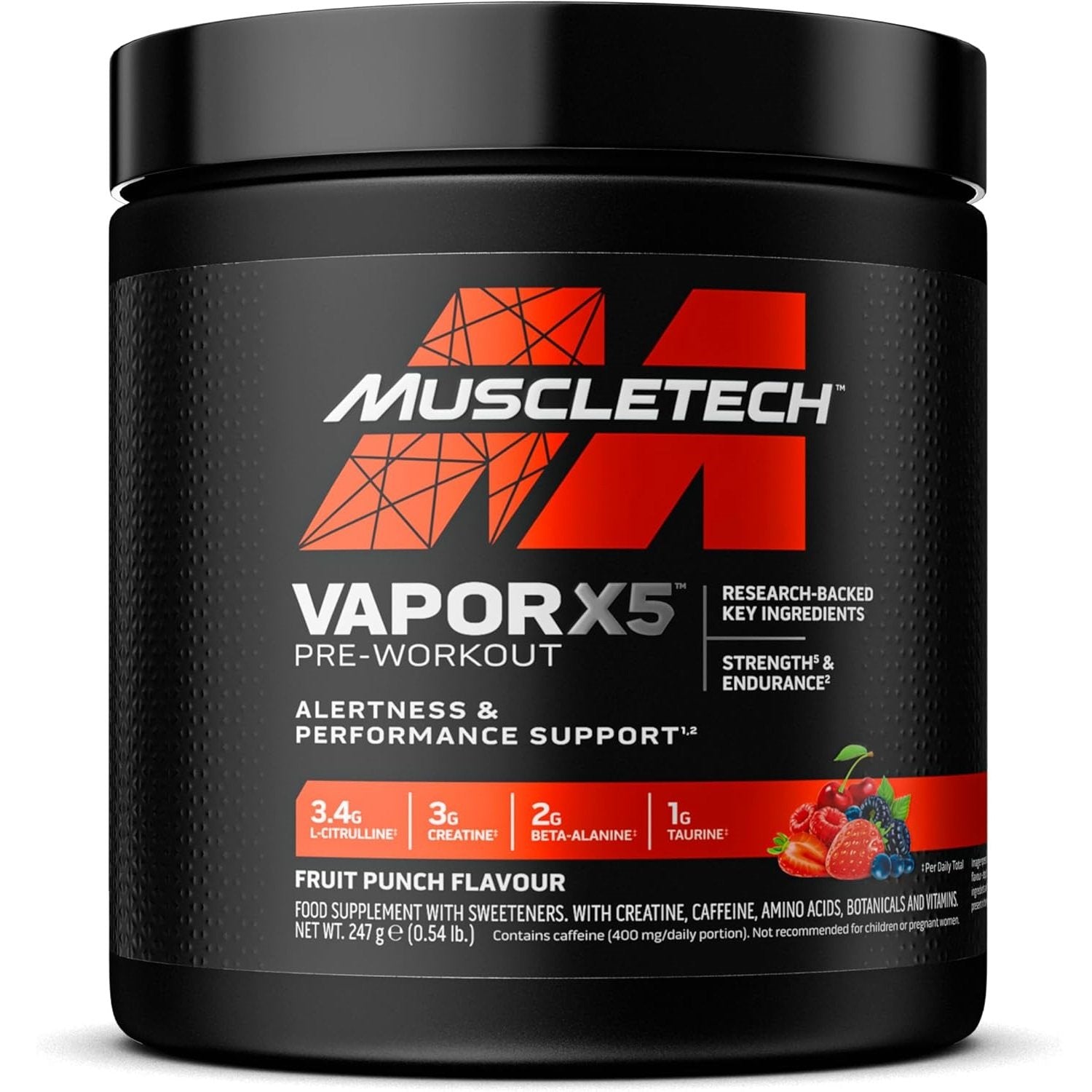 MuscleTech Vapor X5 Pre-Workout, Fruit Punch - 247 grams