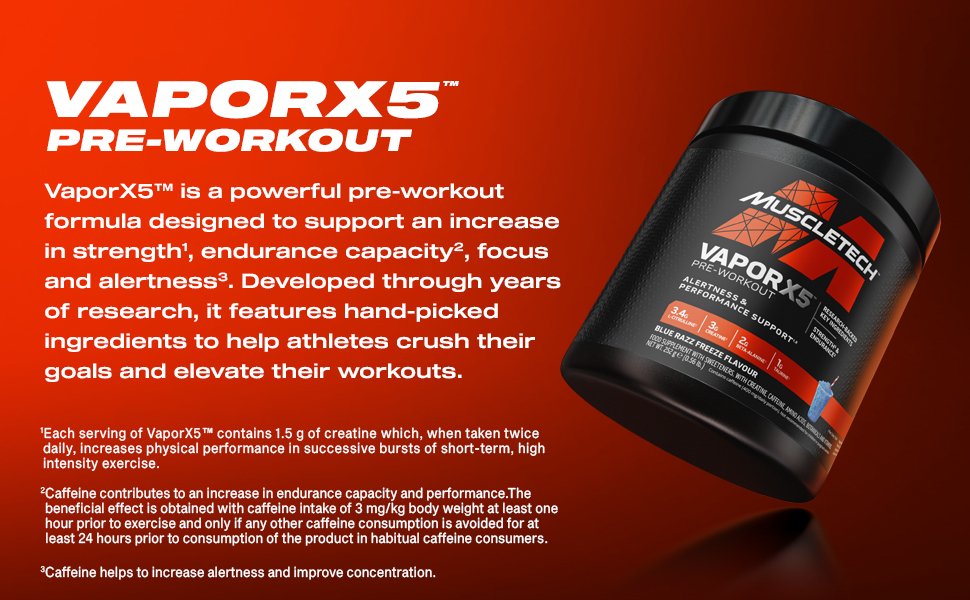 MuscleTech® VaporX5® Pre-Workout - 247 - 252 grams santrauka
