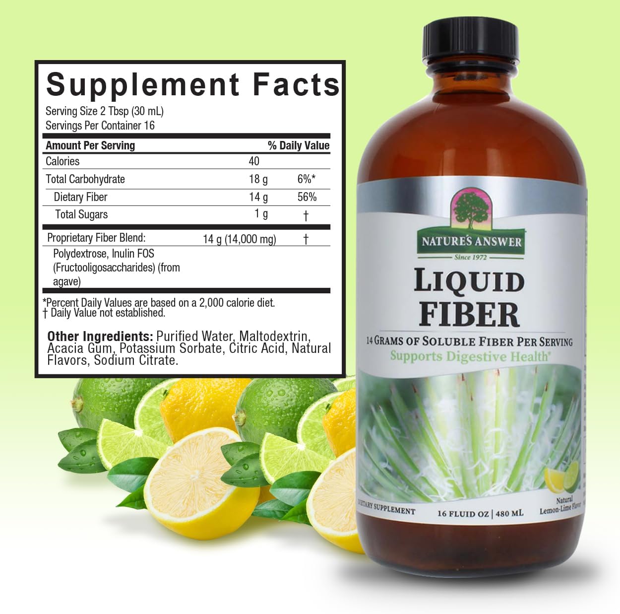 Natures Answer Liquid Fiber 480ml lemon-lime sudetis