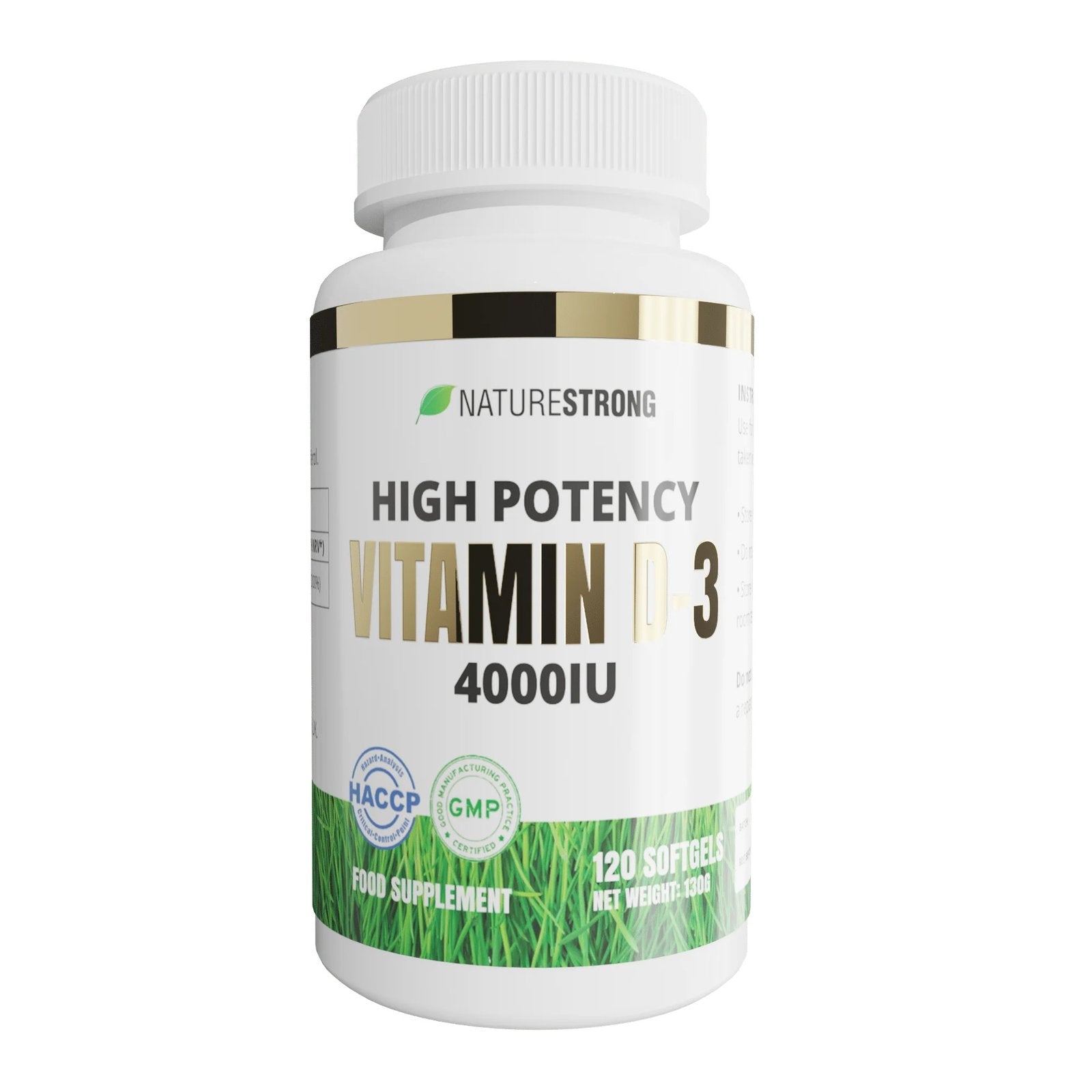 NatureStrong High Potency Vitamin D-3 4000 IU – 120 kapsulių