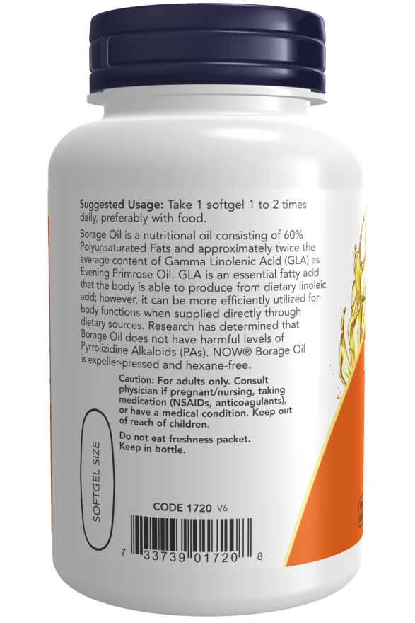 NOW Borage Oil 1000mg 60 Softgels vartojimas