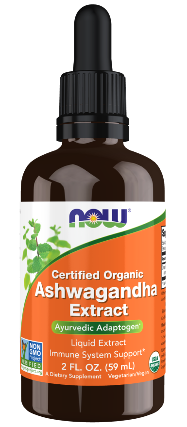 NOW Certified Organic Ashwagandha Extract 59ml kaina