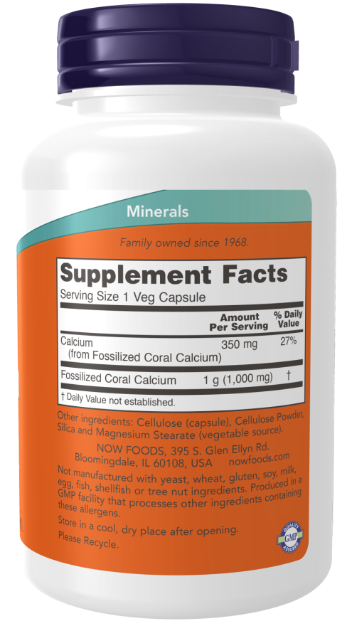 NOW Coral Calcium 1000mg 100 Veg Caps sudetis