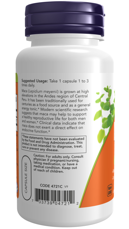 NOW Food Maca 500mg 100 Veg. Use of capsules