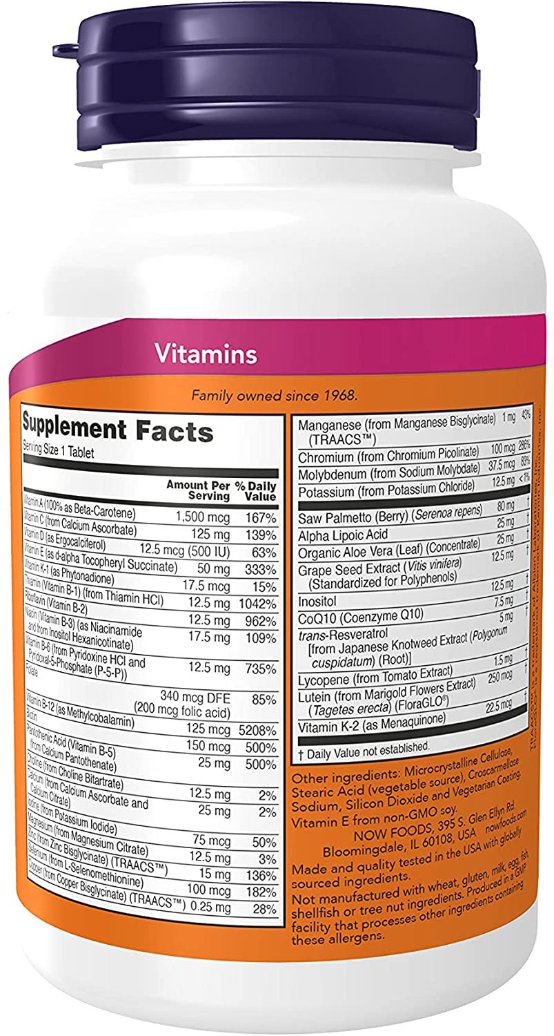 NOW FOODS ADAM Superior men's multi 60 tab sudetis