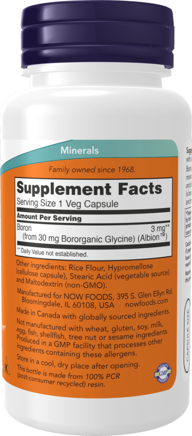 NOW Foods Boron 3mg 100 vcaps sudetis