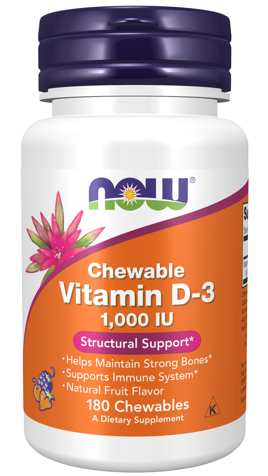 Now Foods Chewable Vitamin D-3 1000 IU 180 chewables kaina