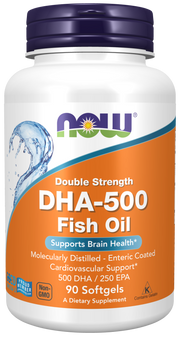 NOW Foods DHA-500, 500 DHA 250 EPA - 90 softgels kaina