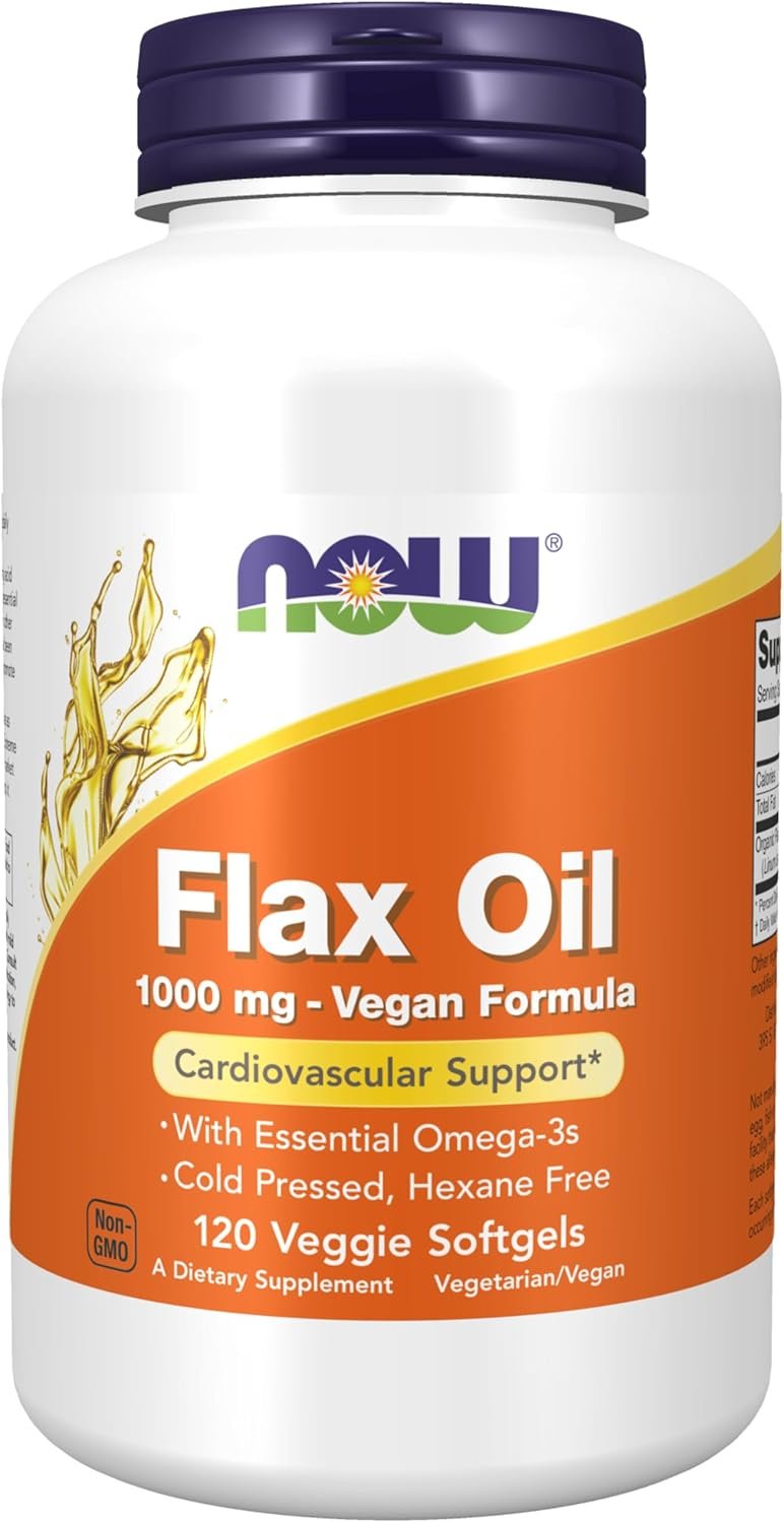 NOW Foods Flax Oil 1000mg 120 softgels kaina