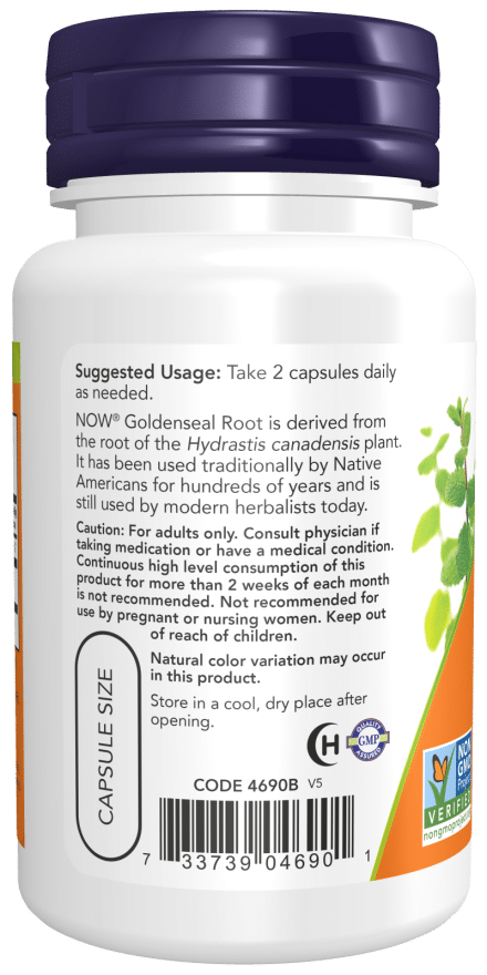 NOW Foods Goldenseal Root, 500mg - 50 vcaps vartojimas