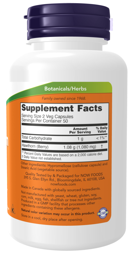 NOW Foods Hawthorn Berry, 540mg - 100 vcaps sudetis