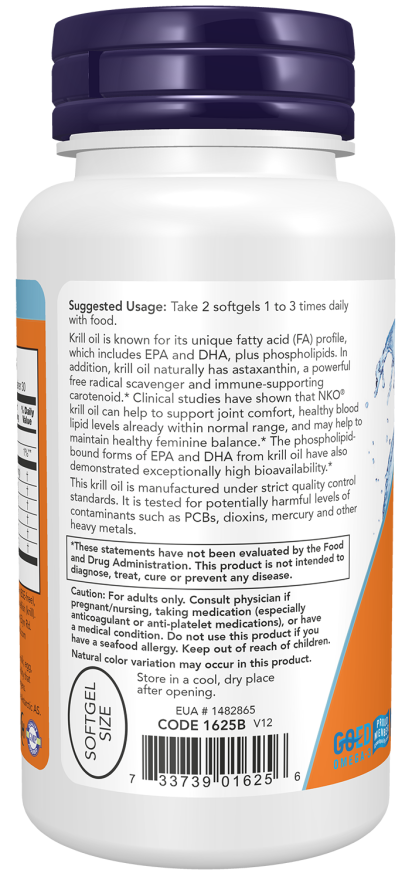 NOW foods Krill Oil 500mg 60 softgels vartojimas