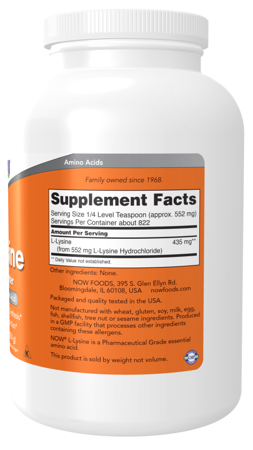 NOW Foods L-Lysine, 1000mg (Powder) - 454 grams sudetis