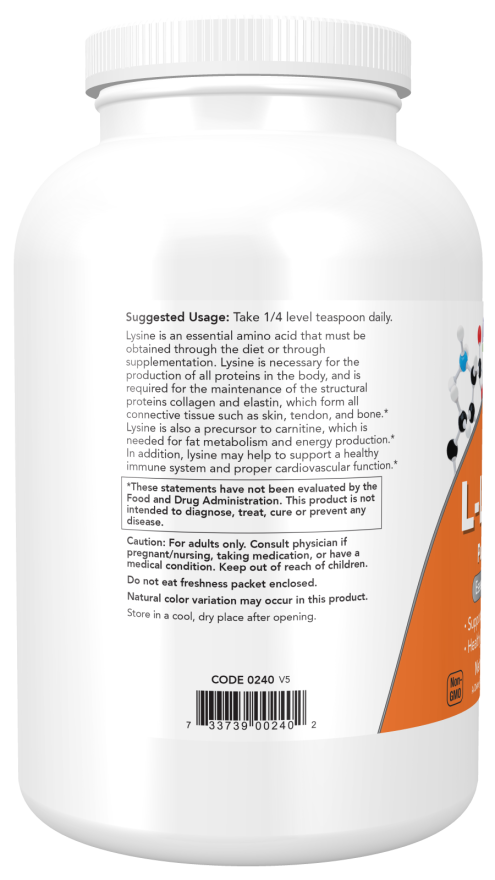 NOW Foods L-Lysine, 1000mg (Powder) - 454 grams vartojimas
