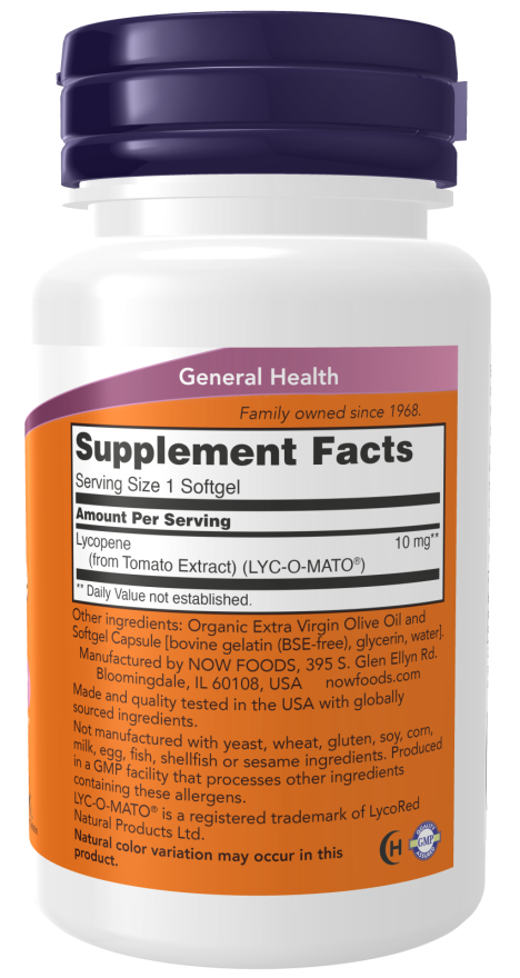 Now Foods Lycopene 10 mg Softgels akcija